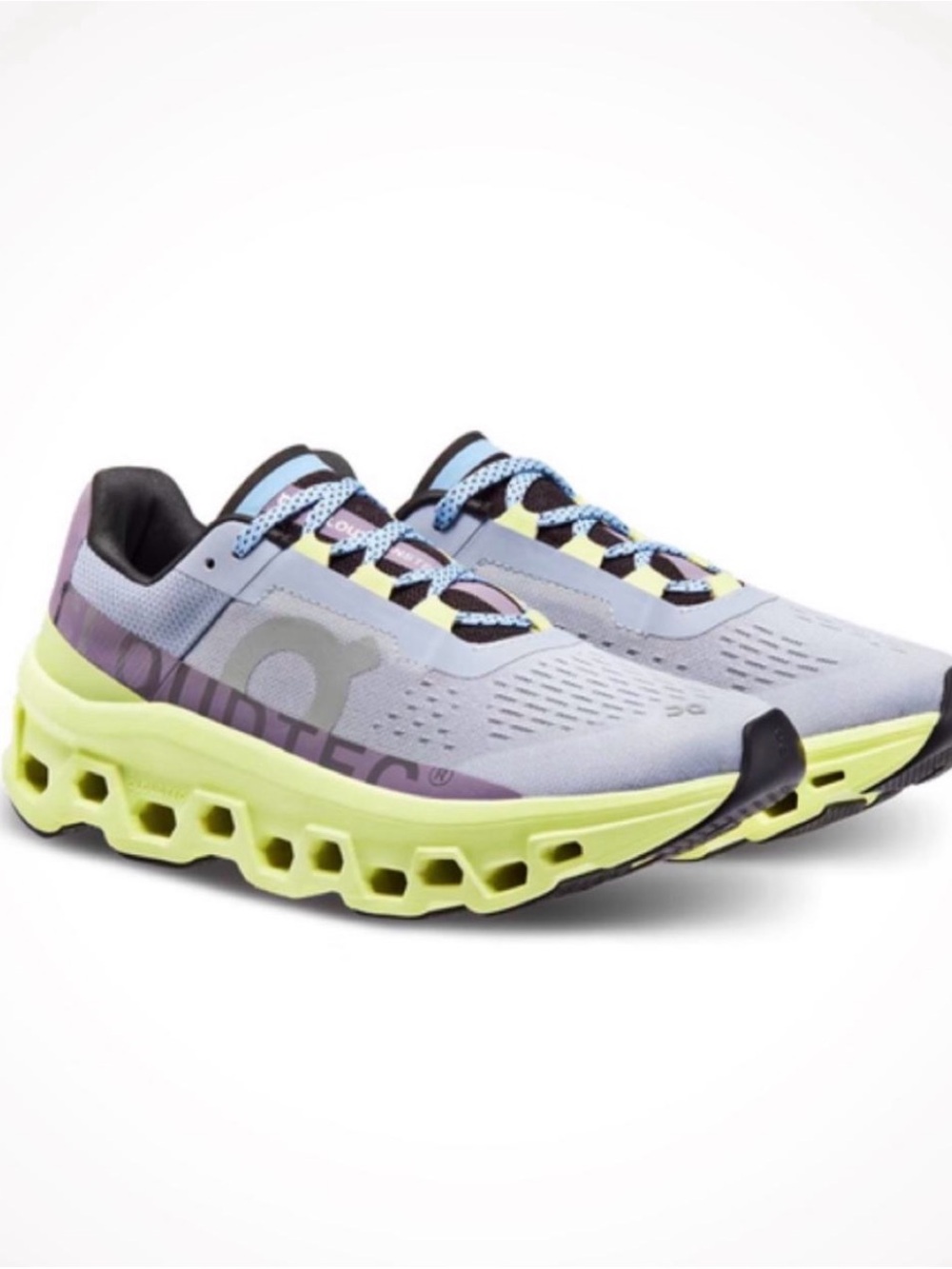 On Running cloudmonster Light gray and Neon Yellow Cloudtec Running Shoes